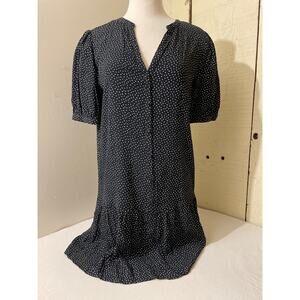 LOVESTITCH Black‎ Polka Dot Mini Dress Short Sleeve V Neck Casual